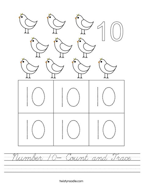 Number 10- Count and Trace Worksheet