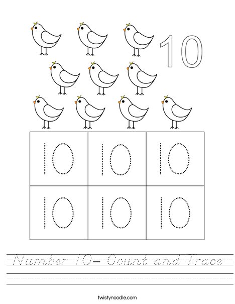 Number 10- Count and Trace Worksheet