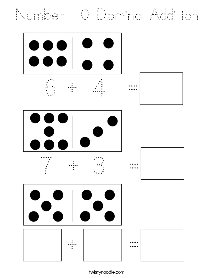 Number 10 Domino Addition Coloring Page