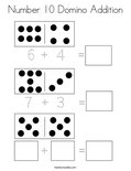 Number 10 Domino Addition Coloring Page