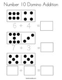 Number 10 Domino Addition Coloring Page