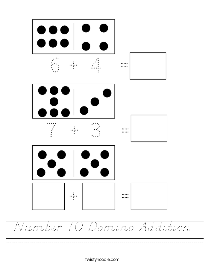 Number 10 Domino Addition Worksheet