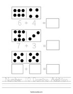 Number 10 Domino Addition Handwriting Sheet