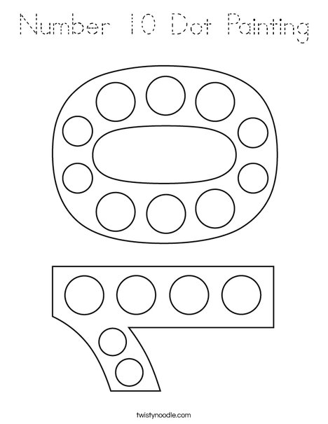 Number 10 Dot Painting Coloring Page