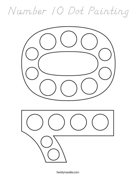 Number 10 Dot Painting Coloring Page