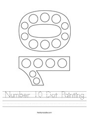 Number 10 Dot Painting Handwriting Sheet