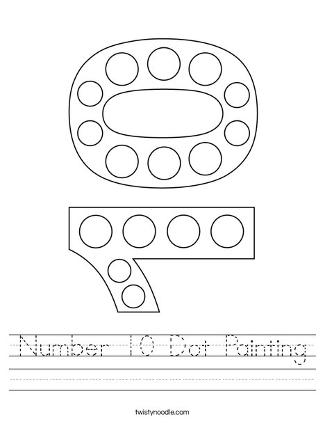 Number 10 Dot Painting Worksheet