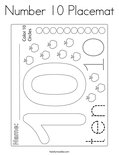 Number 10 Placemat Coloring Page
