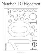 Number 10 Placemat Coloring Page