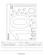 Number 10 Placemat Handwriting Sheet