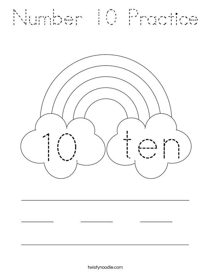 Number 10 Practice Coloring Page