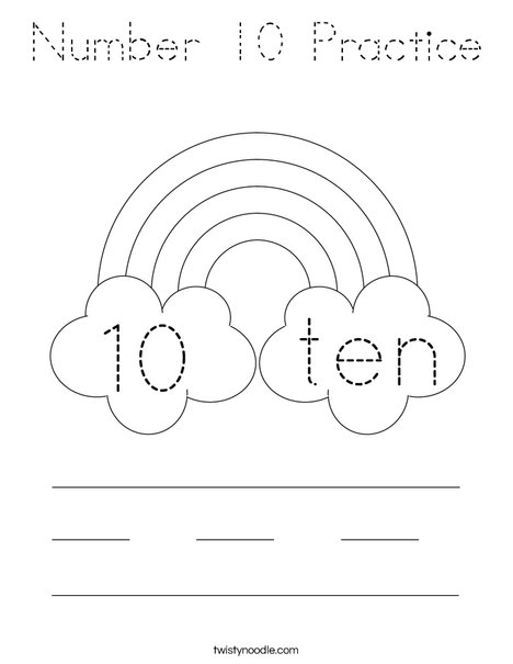 Number 10 Practice Coloring Page