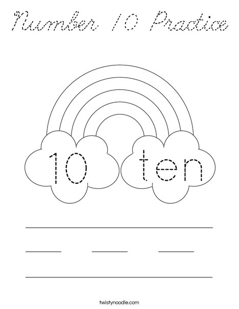 Number 10 Practice Coloring Page