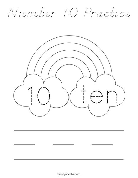 Number 10 Practice Coloring Page