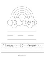 Number 10 Practice Handwriting Sheet