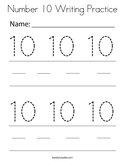 Number 10 Writing Practice Coloring Page