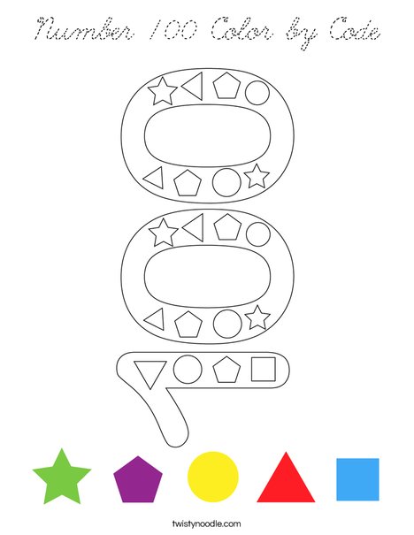 Number 100 Color by Code Coloring Page
