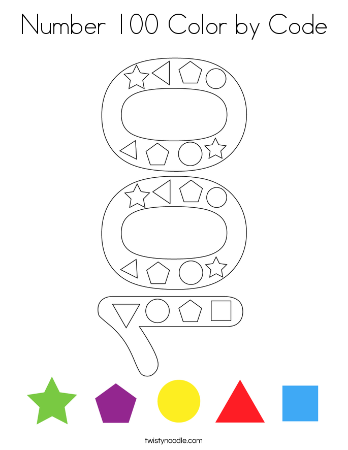 Number 100 Color by Code Coloring - Number 100 Color By Code Coloring Page 