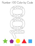 Number 100 Color by Code Coloring Page