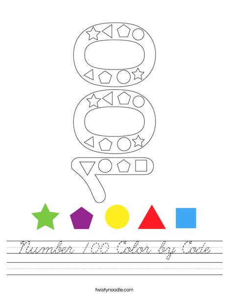 Number 100 Color by Code Worksheet