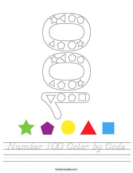 Number 100 Color by Code Worksheet