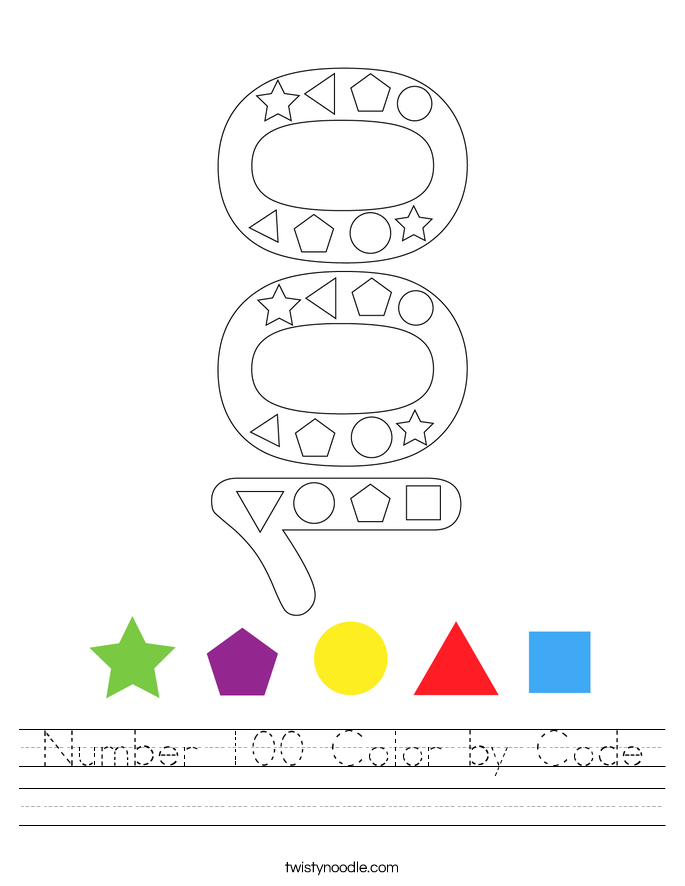 Number 100 Color by Code Worksheet