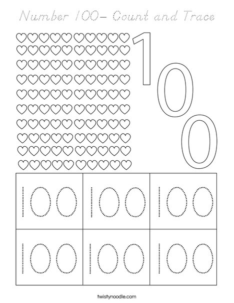 Number 100 Count and Trace Coloring - Number 100 Count And Trace Coloring Page Dnoutline Png 468x609 Q85 