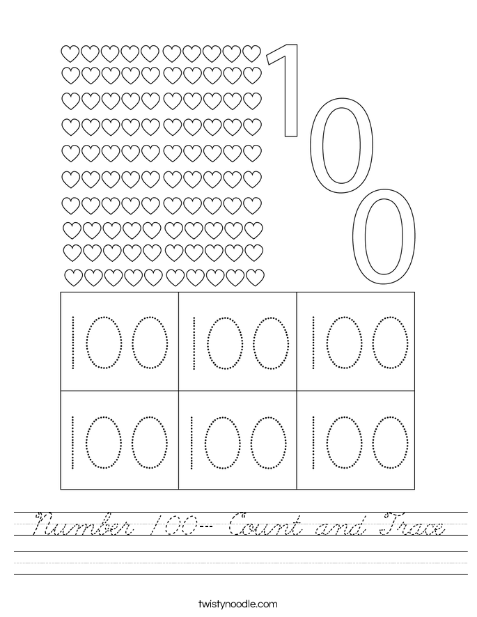 Number 100- Count and Trace Worksheet