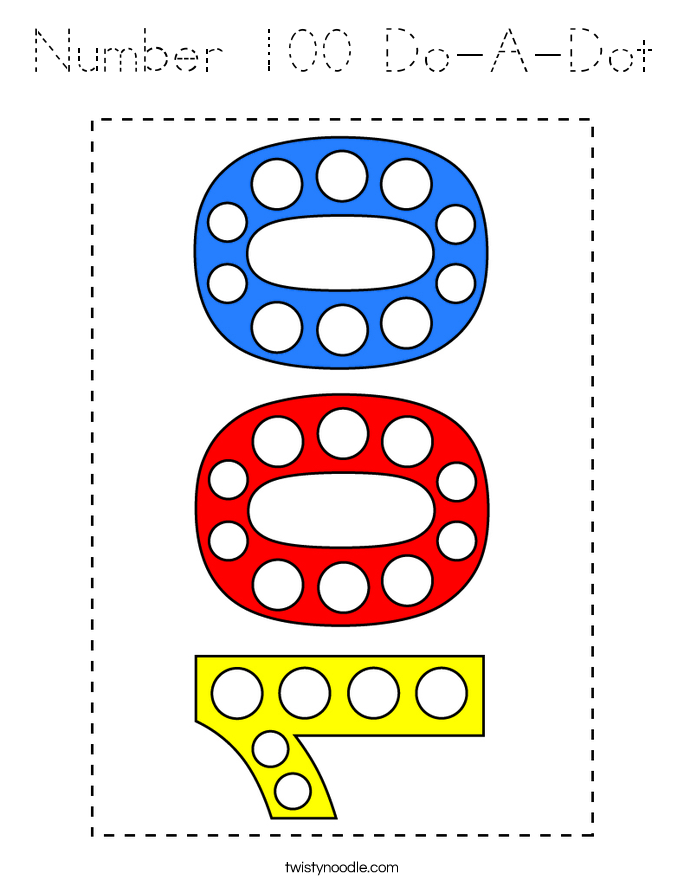 Number 100 Do-A-Dot Coloring Page