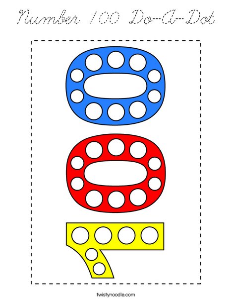 Number 100 Do-A-Dot Coloring Page