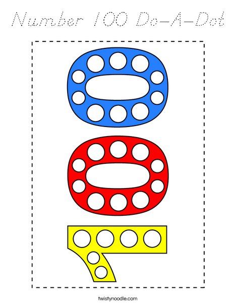 Number 100 Do-A-Dot Coloring Page
