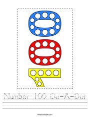 Number 100 Do-A-Dot Handwriting Sheet