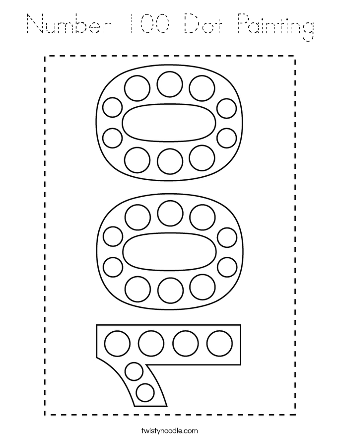 Number 100 Dot Painting Coloring Page