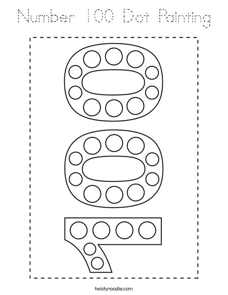 Number 100 Dot Painting Coloring Page