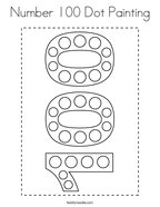 Number 100 Dot Painting Coloring Page