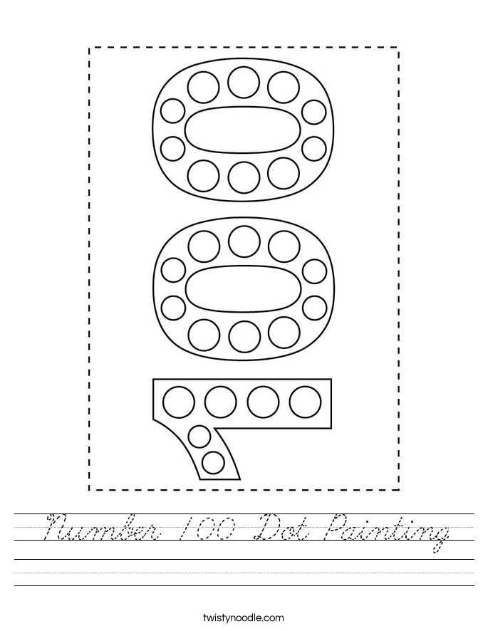 Number 100 Dot Painting Worksheet