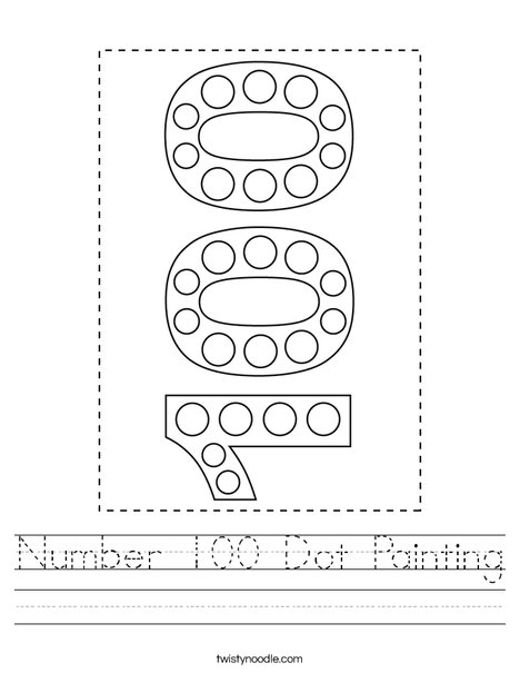 Number 100 Dot Painting Worksheet