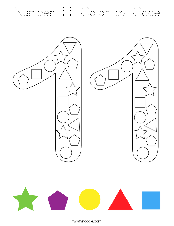 Number 11 Color by Code Coloring Page