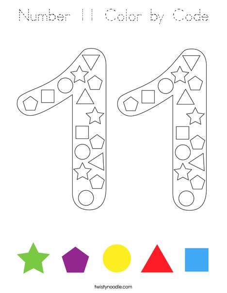 Number 11 Color by Code Coloring Page
