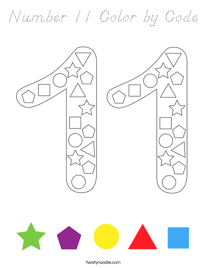 Number 11 Color by Code Coloring Page