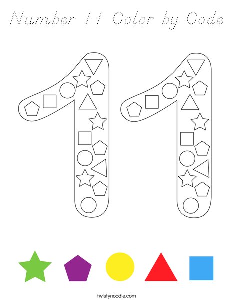 Number 11 Color by Code Coloring Page