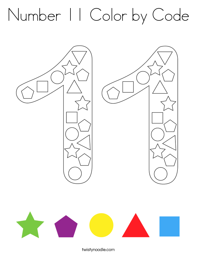 Number 11 Color by Code Coloring Page