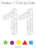 Number 11 Color by Code Coloring Page