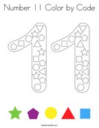 Number 11 Color by Code Coloring Page