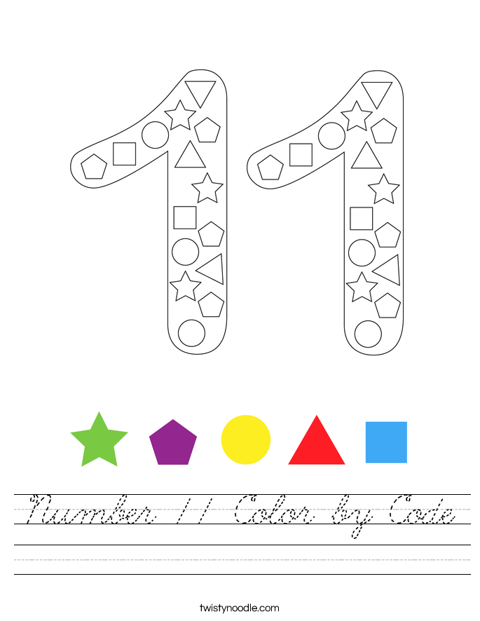 Number 11 Color by Code Worksheet