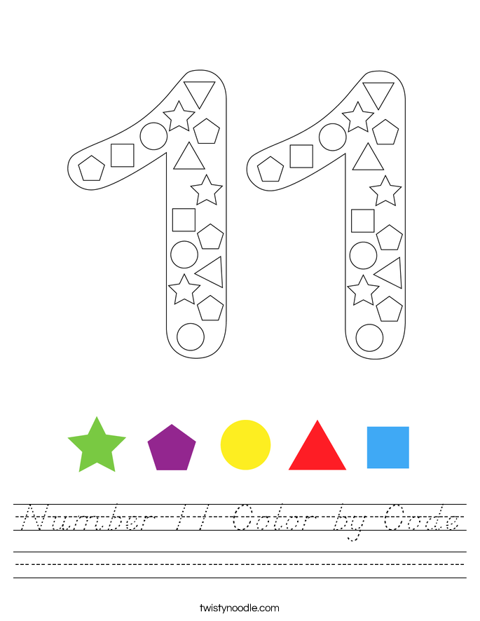 Number 11 Color by Code Worksheet