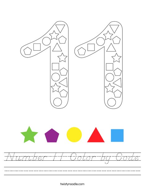 Number 11 Color by Code Worksheet