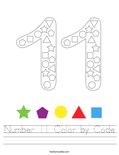 Number 11 Color by Code Worksheet