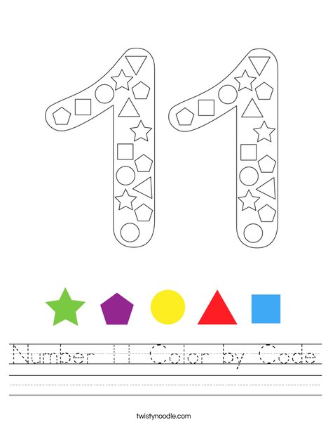 Number 11 Color by Code Worksheet
