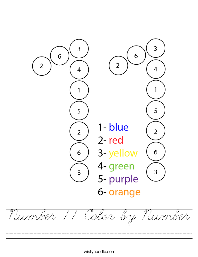 Number 11 Color by Number Worksheet